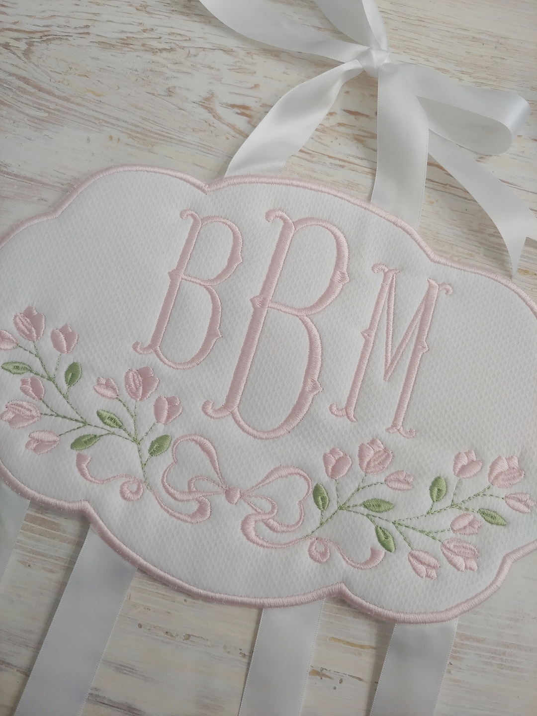 Bow Holder, Hair Bow Hanger, Embroidered Bow Holder, Monogram Hair Bow