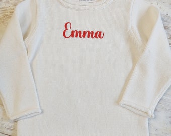 Rollneck sweater, Valentine embroidery, monogram, name sweater, Valentine's children's, classic embroidery