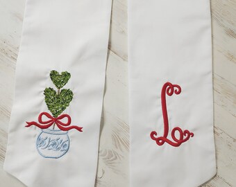 Valentinskranz Schärpe: Chinoiserie Topiary, Türdekor mit Monogramm