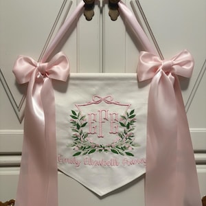 Personalized Welcome Baby Banner, Monogram Nursery Decor image 1