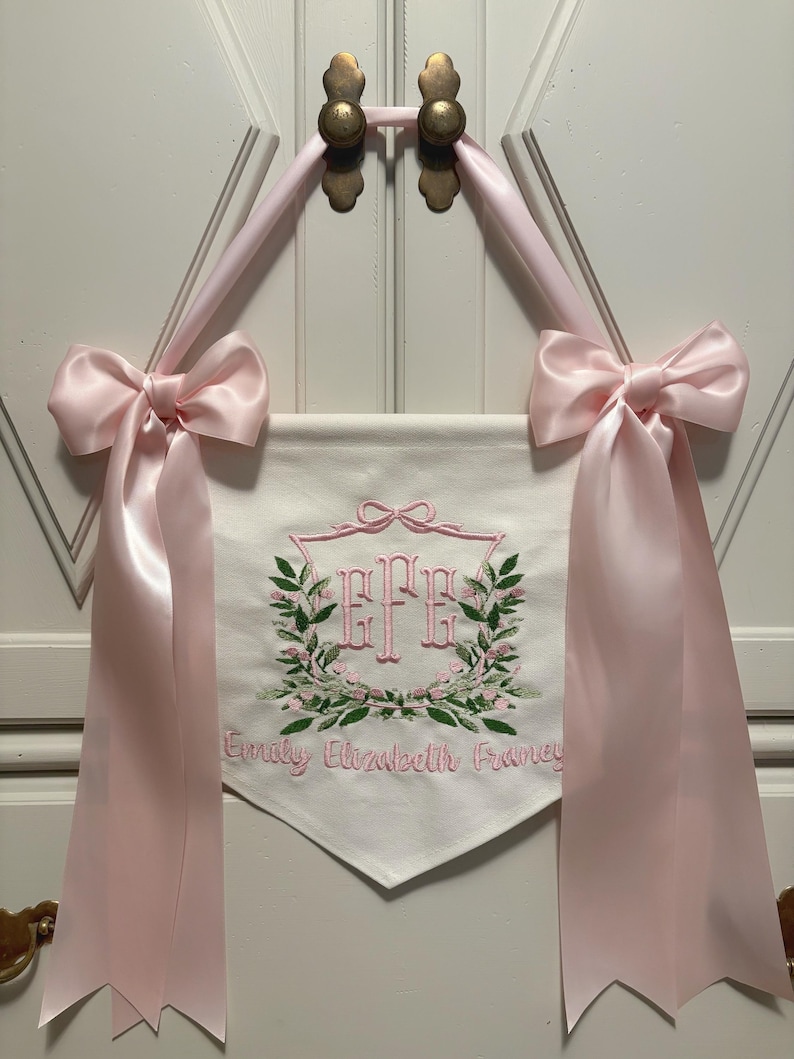 Personalized Welcome Baby Banner, Monogram Nursery Decor image 1