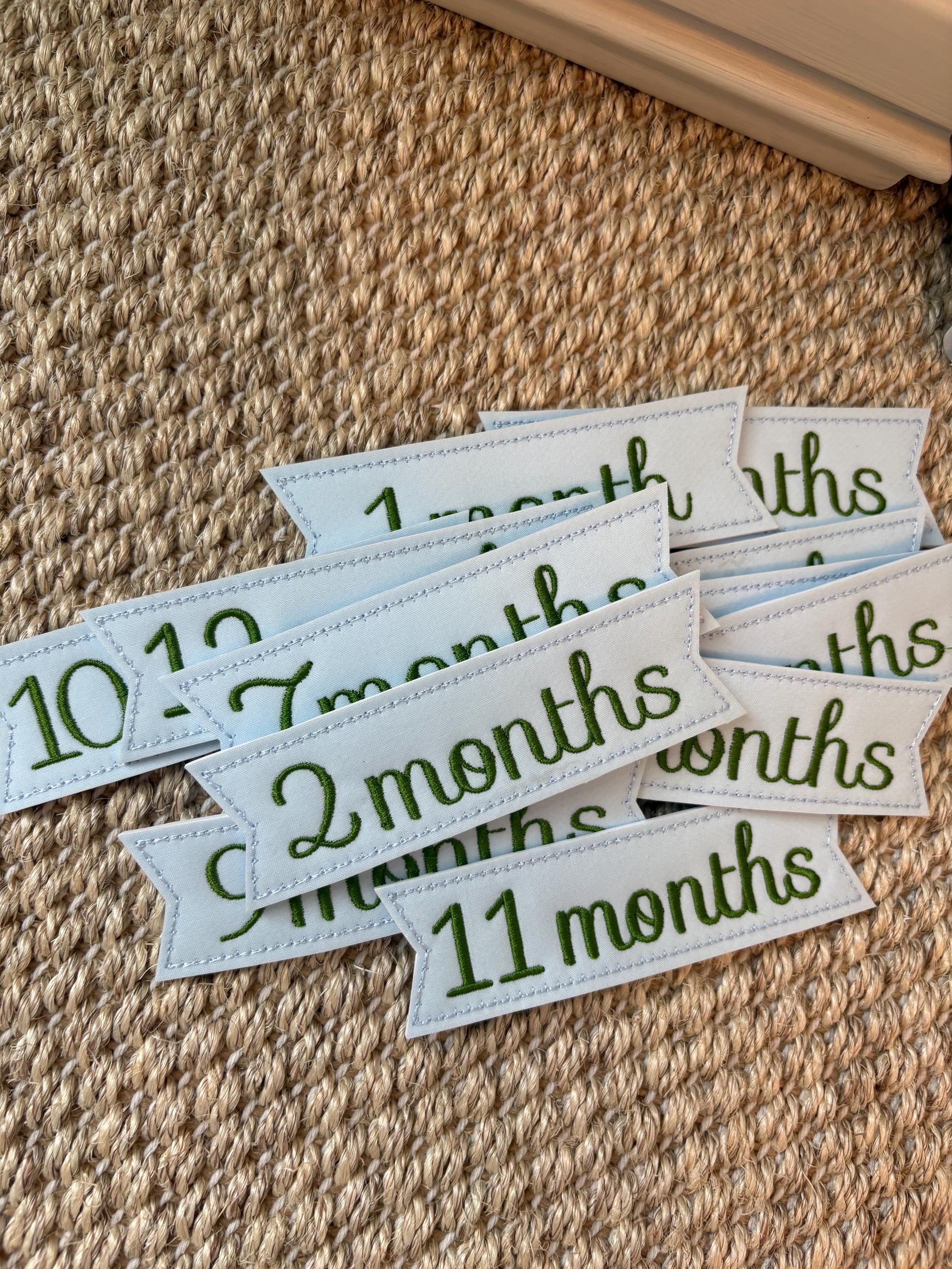 Embroidered Baby Milestone Cards: Monogrammed Newborn Gift - Etsy