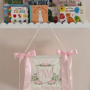 baby announcement banner, hospital sign, bassinet sign banner, embroidered baby banner, welcome baby sign image 2