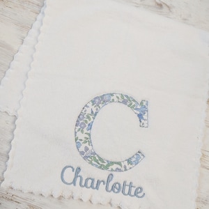 Liberty of London applique burp cloth, monogram burp cloth, liberty of London baby, personalized baby gift