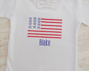 American flag shirt, flag tee, embroidered flag shirt, boys patriotic shirt, 4th of July, America,