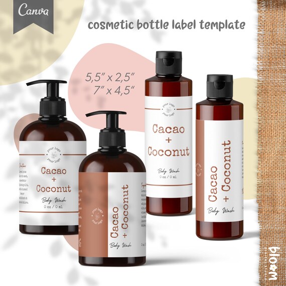 Shampoo Labels Template Editable Cosmetic Labels Etsy