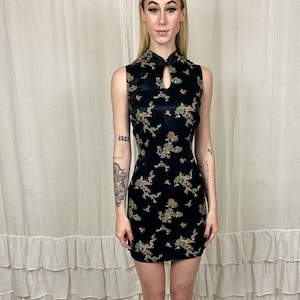 90s City Triangles Black Satin Mini Dress