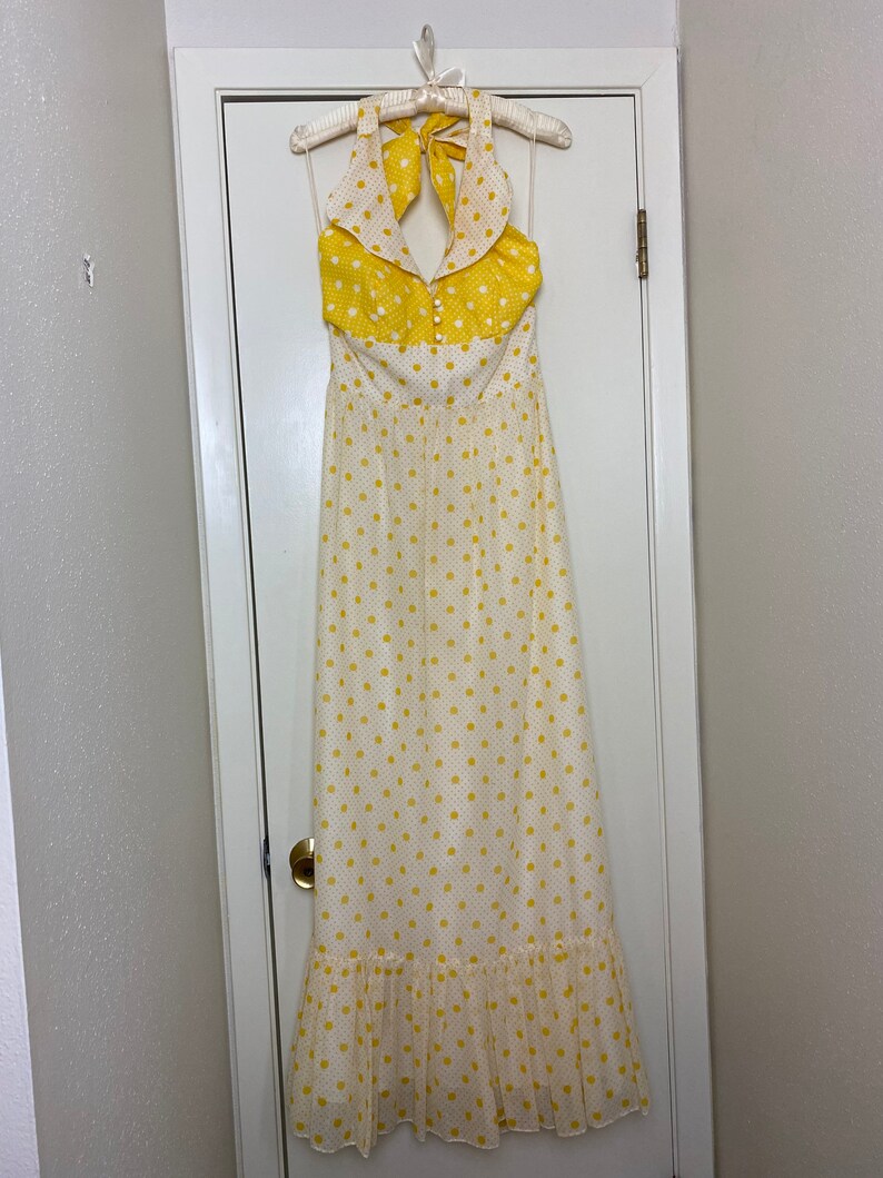 Candi Jones California Yellow Polka Dot Maxi Dress | Etsy