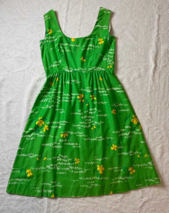 Vintage 1970’s Malia Honolulu Green Hawaiian Dress