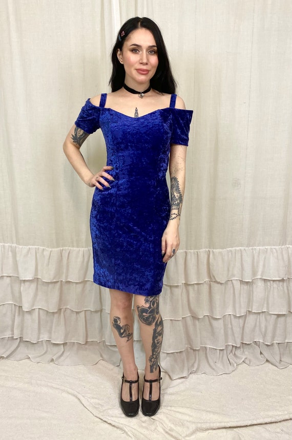 90's All That Jazz Blue Velvet Mini Dress 90's All That Jazz Blue Velvet Mini Dress