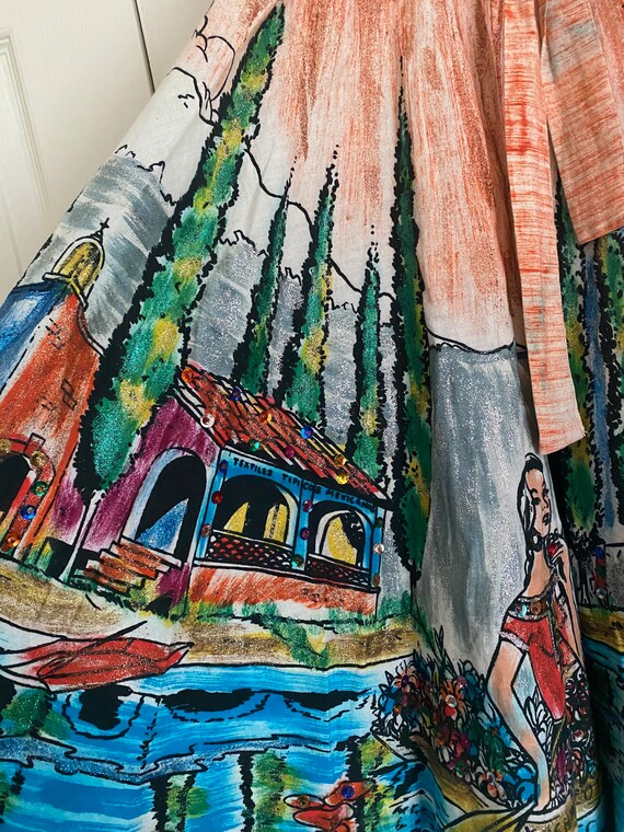 Vintage 1950’s Hand-Painted Mexican Souvenir Skirt - image 5
