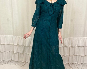 90's Green Lace Maxi Dress by All That Jazz - Etsy