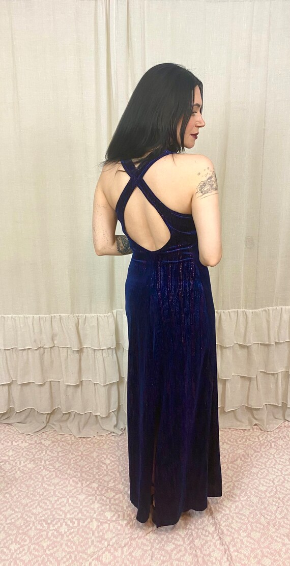 blue purple velvet dress Jovani 43066 Long Formal Velvet Mermaid Prom Dress