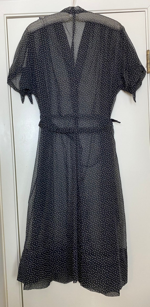 Vintage 50’s Black and White Polka Dot Sheer Dress