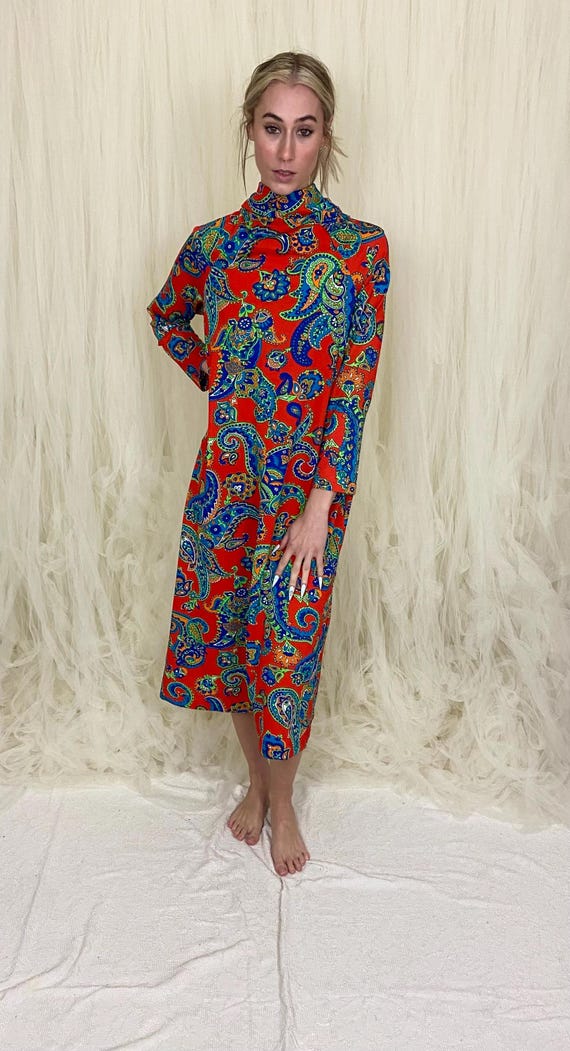 70's The Great Entertainers by Sears Paisley Dress Mumuu