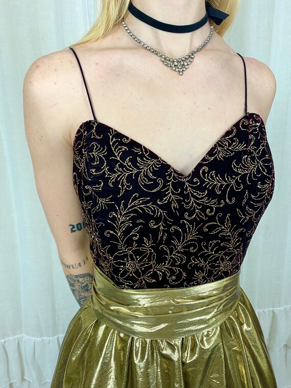 Vintage 90’s Gold Lame and Velvet with Glitter Pa… - image 7
