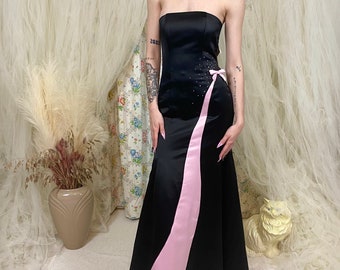 Vintage 00’s Jessica McClintock Gunne Sax Pink and Black Gown