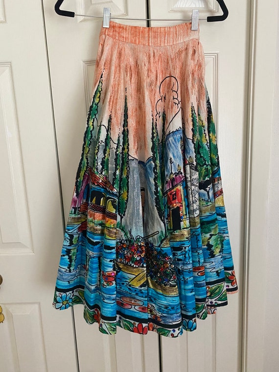 Vintage 1950’s Hand-Painted Mexican Souvenir Skirt - image 6