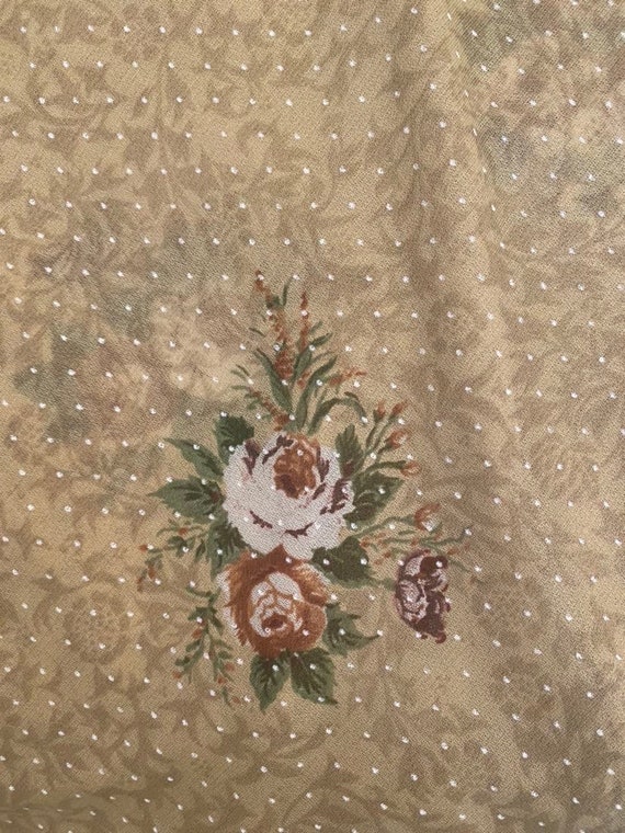 70’s Cream and Brown Floral Swiss Dot Dress - image 7