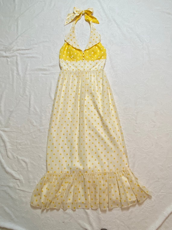 Candi Jones California Yellow Polka Dot Maxi Dress