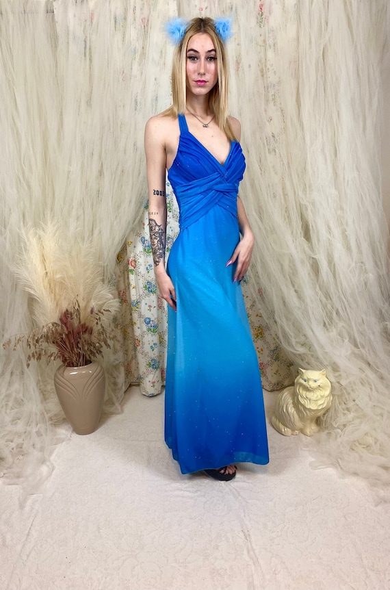 Vintage 00’s Blue Sparkly Party Dress
