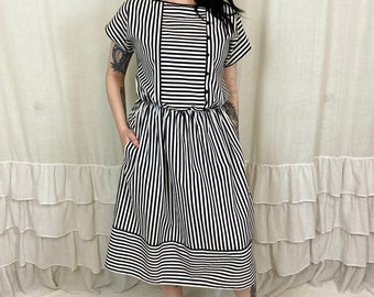Vintage 80’s Black and White Striped Dress