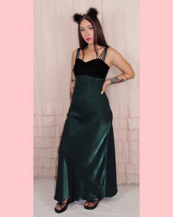 All That Jazz Black Velvet and Green Party Dress