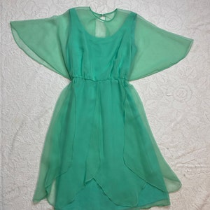 60’s Green Chiffon Dress by Miss Elliette California