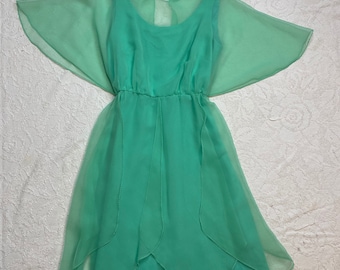 60’s Green Chiffon Dress by Miss Elliette California
