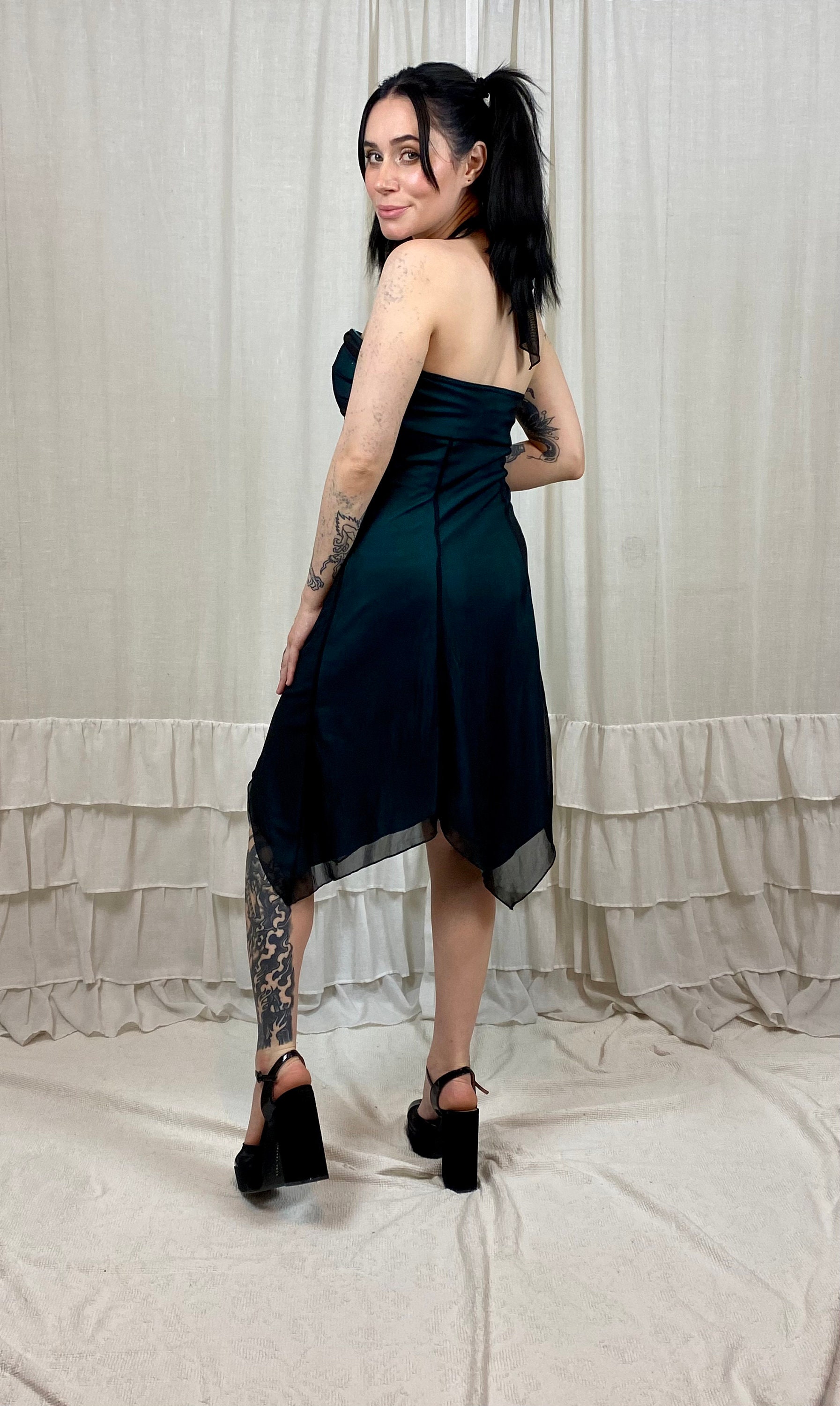 00's Blue and Black Halter Dress by City Triangles - Etsy