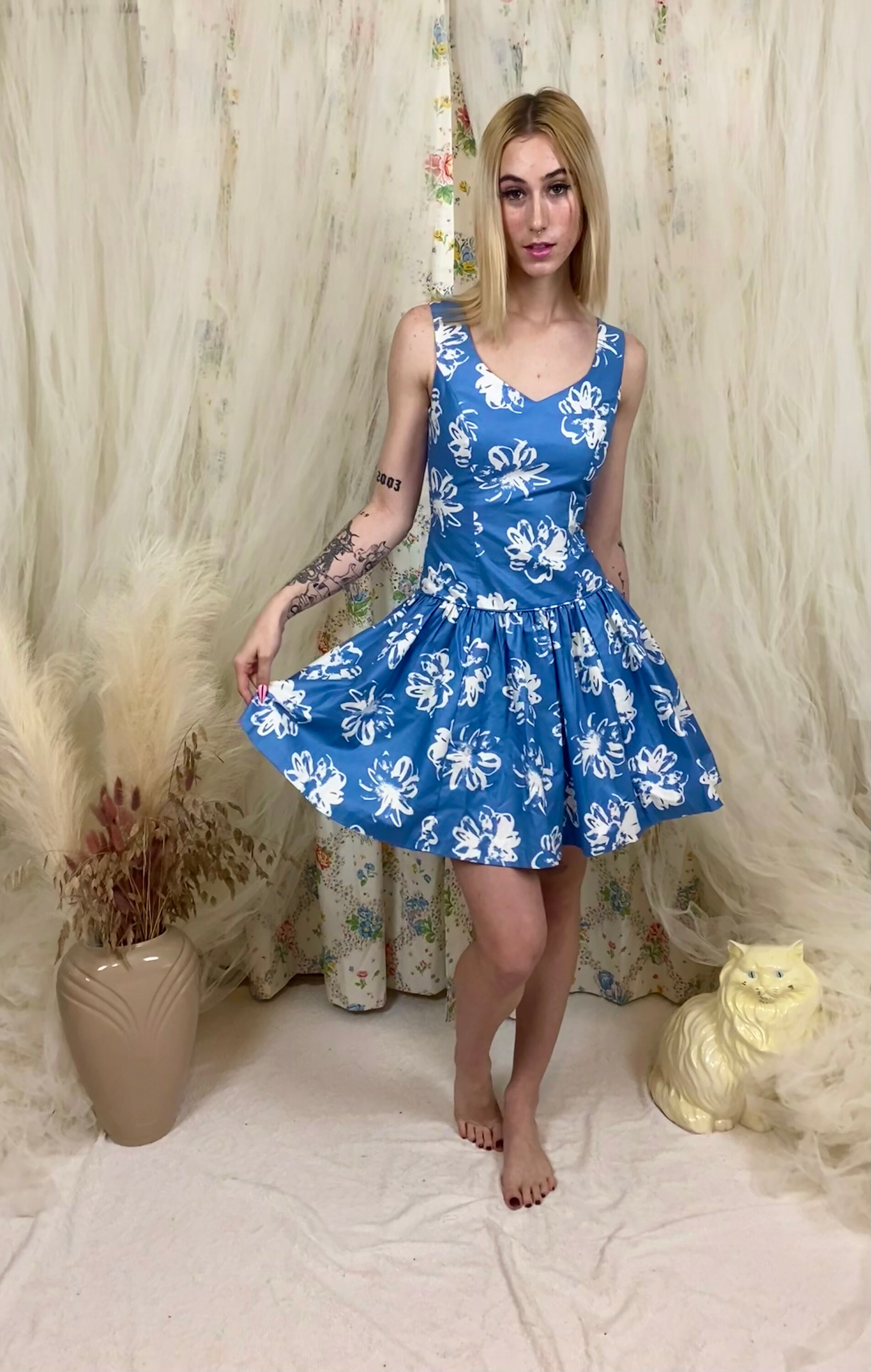 ivory cocktail dresses Floral Short Ruffle Mini Dress Primavera Couture 4424 carry-on Style:B Sheer Mesh Lingerie Dress Item runs to our