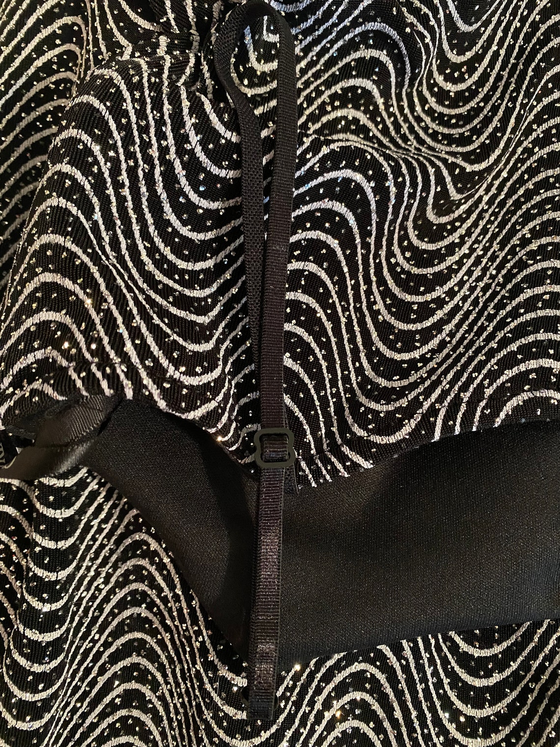 Vintage 90s Black Sparkle Party Dress, Night Triangles S