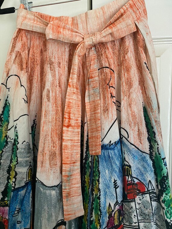 Vintage 1950’s Hand-Painted Mexican Souvenir Skirt - image 4