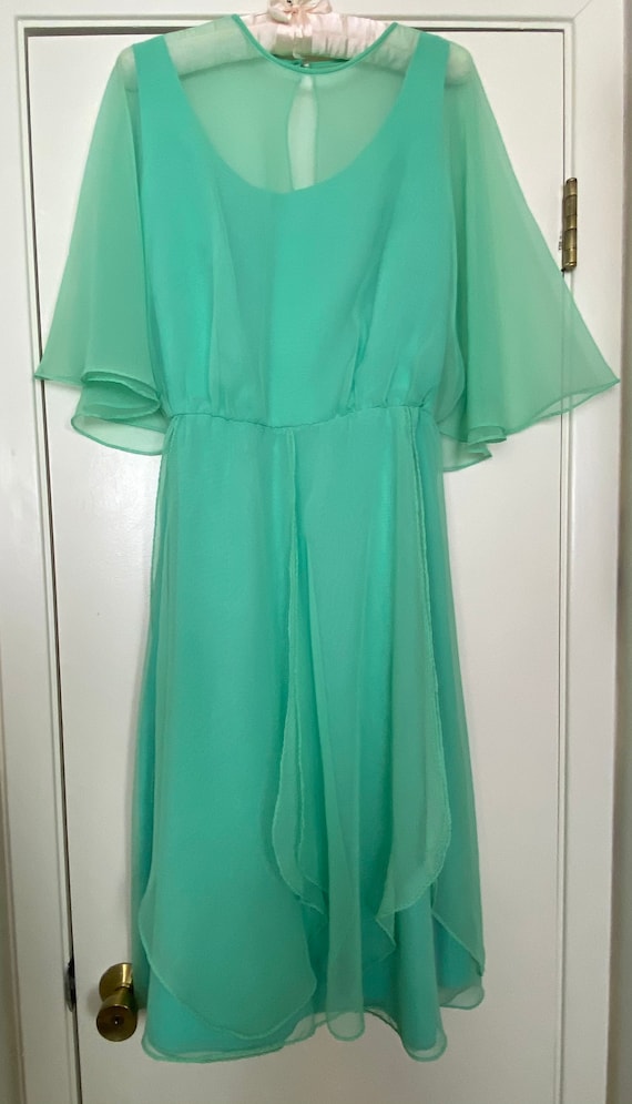 Vintage Green Chiffon Dress by Miss Elliette Cali… - image 2