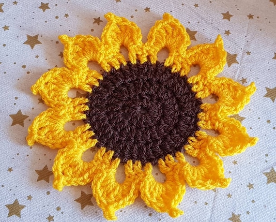 Handmade Crochet Sunflower Coaster - Etsy