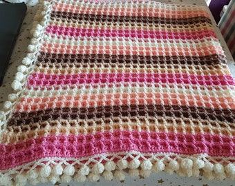 Handmade Crochet Blanket Striped Colours