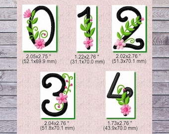 Machine Embroidery, Floral Numbers Embroidery Designs, Instant Download, Embroidery File, Birthday Numbers, Flower Embroidery