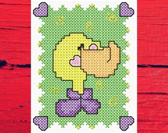 Machine Embroidery, Cross Stitch Duck Farm Block Embroidery Designs, Instant Download, Farm Animals Embroidery, X Stitch quilt block