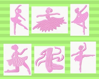 Machine Embroidery, Ballet Sillhouettes Embroidery Designs, Instant Download, Ballerina Embroidery, Dancer Designs, Ballet Slippers