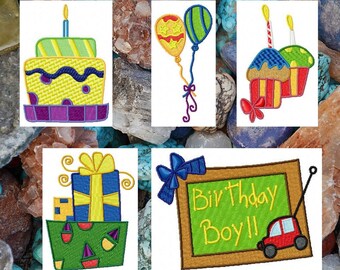 Birthday Boy Machine Embroidery Designs, Birthday Cake, Birthday Presents, Happy Birthday, Birthday Designs, Balloon, Instant Download