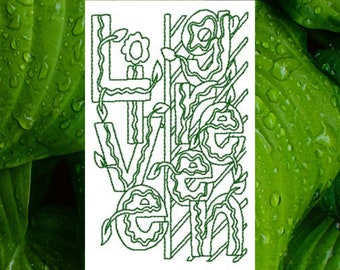 Machine Embroidery, Live Green Embroidery Design, Instant Download, Earth Day, Go Green, Planet Earth, Linework Embroidery