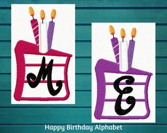 Applique Machine Embroidery, Birthday Cake Embroidery Designs, Instant Download, Embroidery Alphabet,Birthday Designs, Happy Birthday