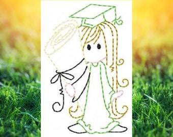 DIY Machine Embroidery Card Design, Graduation Embroidery Design, Instant Download, Embroidery File, Grad Embroidered Cards