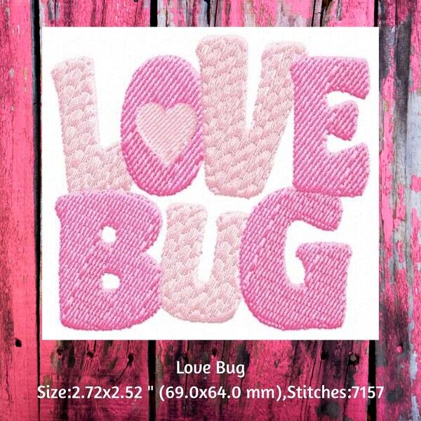 Valentine Machine Embroidery, Love Bug Embroidery Designs, Instant Download, Valentine Embroidery, Love Designs, Heart Embroidery