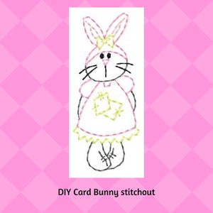 Design de cartão de bordado de máquina DIY, design de bordado de Páscoa, download instantâneo, arquivo de bordado, cartões de Natal bordados, coelho