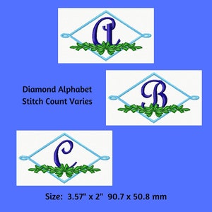 Alphabet Machine Embroidery, Diamonds Alphabet Embroidery Designs, Instant Download, Embroidery Alphabet, Monogram Embroidery