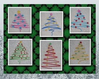 Machine Embroidery, Simple Christmas Trees Embroidery Designs, Instant Download, Christmas Embroidery, Xmas Designs, Christmas Bulbs