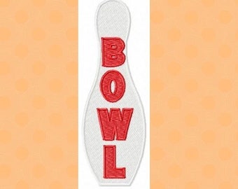 Machine Embroidery, Bowling Pin Sign Embroidery File, Bowling Alley Design, Instant Download, Retro Embroidery File