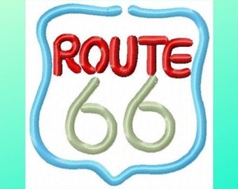 Retro Machine Embroidery, Neon Route 66 Embroidery Design, Get Your Kicks, 50's Nostalgia, 1950's Diner Design