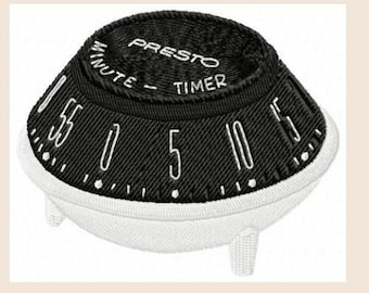 Retro Machine Embroidery Digital Design, Presto Timer Embroidery Design, Vintage Kitchen Designs for Machine Embroidery, Instant Download
